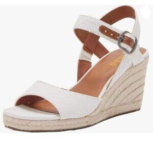 Miss Left White Platform Open Toe Espadrille Ankle Strap High Heel Sandal
